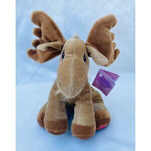 1998 Precious Moments Tender Tails Enesco Brown Moose Maple Leaf Plush Beanie